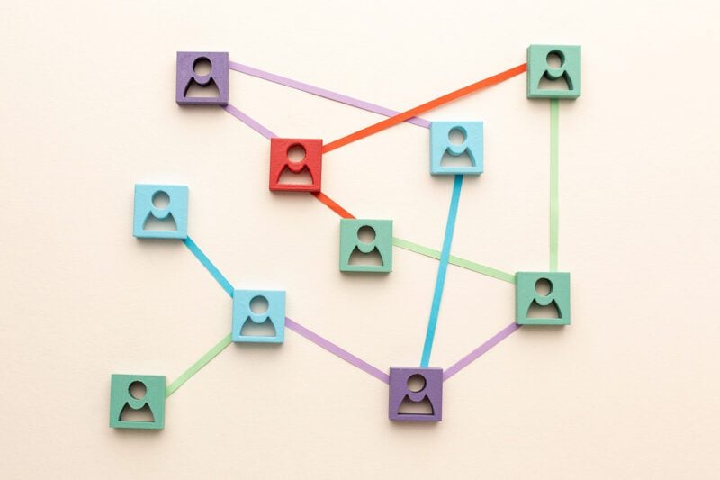 Connected colored face cutouts