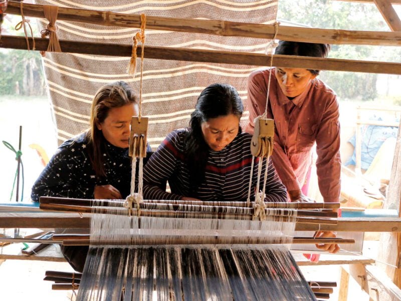 Cambodian artisan weavers at work