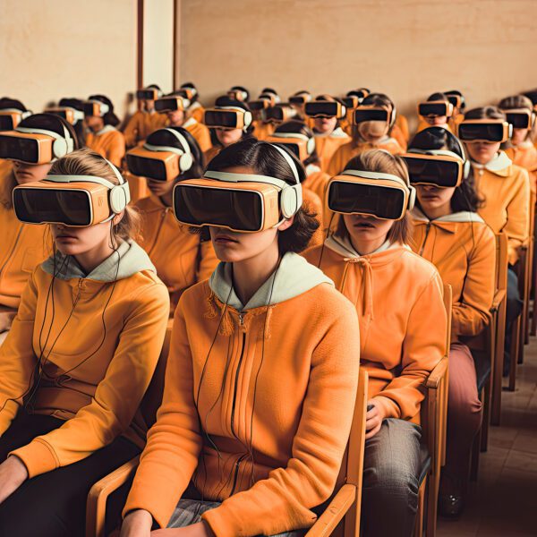 Students with VR headsets
